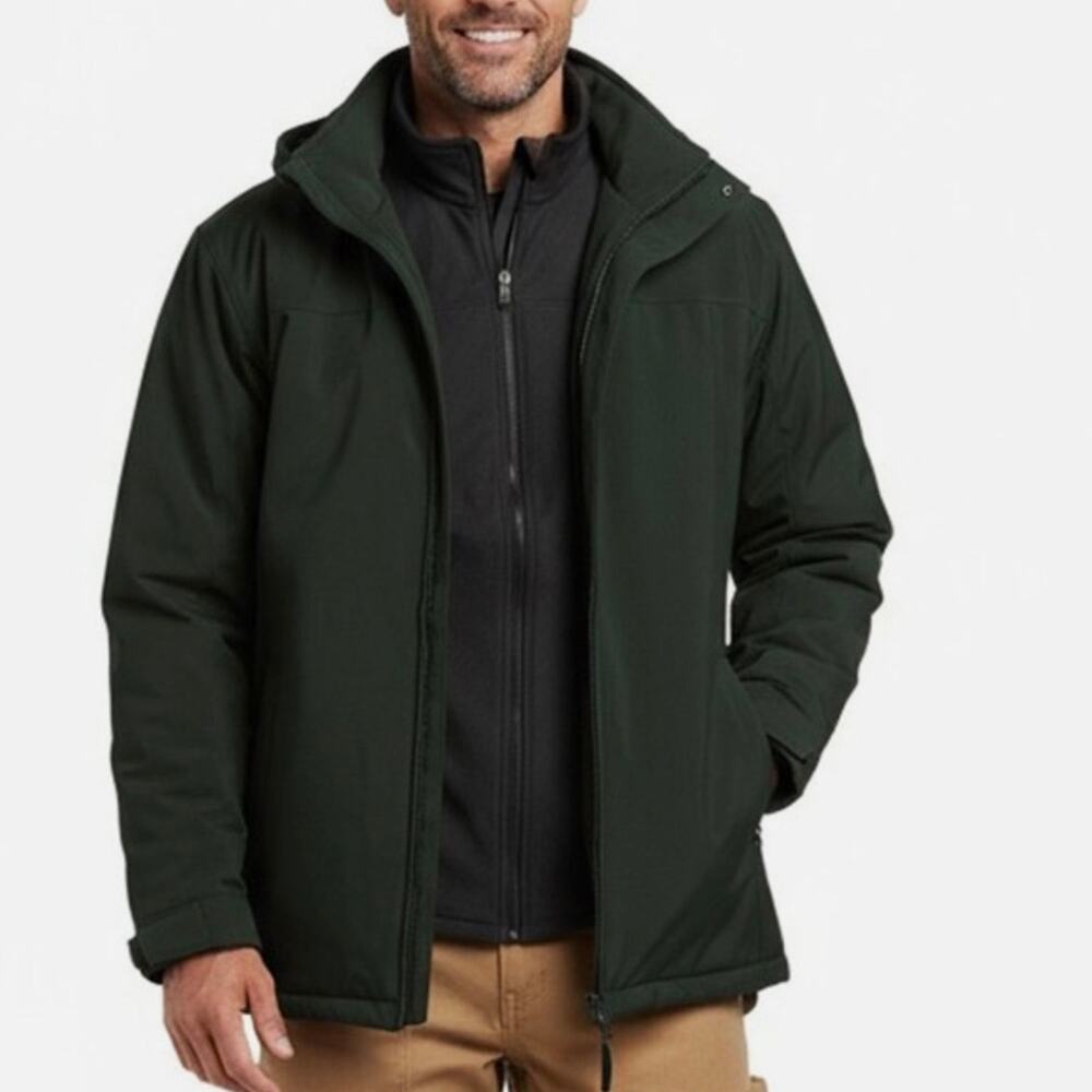 Weatherproof Ultra Tech Jacket Medium Men Green Parka Coat Quilted Lining Fleece